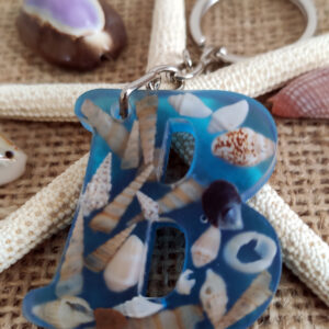 “açık mavi deniz” epoksi “b” harf anahtarlık