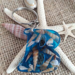 “açık mavi deniz” epoksi “b” harf anahtarlık