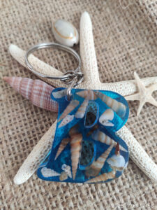 “açık mavi deniz” epoksi “b” harf anahtarlık