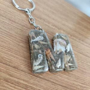 deniz kabuğu & kumlu harf "r" anahtarlık & kişiye Özel, hediye kutulu (kopya)