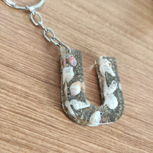 deniz kabuğu & kumlu harf "j" anahtarlık & kişiye Özel, hediye kutulu (kopya)