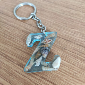 “açık mavi deniz” epoksi “n” harf anahtarlık